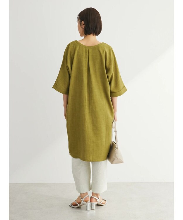 Green Parks 前後２ｗａｙミディ丈タックワンピース Green