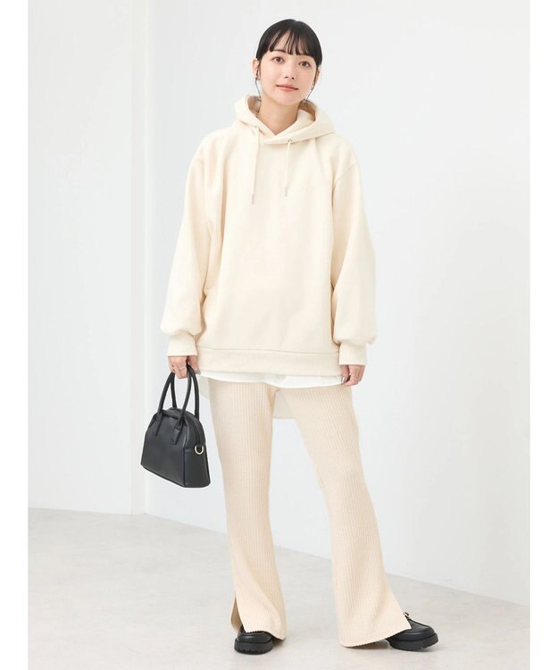 earth music&ecology 裏起毛パーカー Ivory