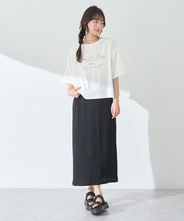 earth music&ecology 選べる丈カットナロースカート Black