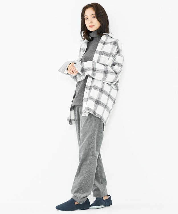 JOSEPH ABBOUD MOUNTAIN 【SPACE／UNISEX】フランネルジャージーブロック シャツ ライトグレー系4