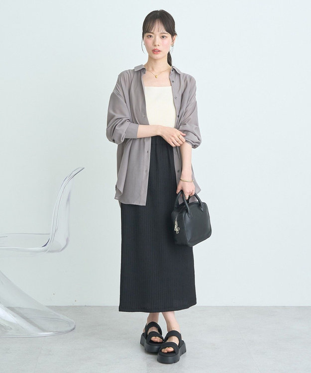 earth music&ecology 選べる丈カットナロースカート Black