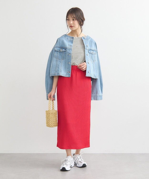 earth music&ecology 選べる丈カットナロースカート Red