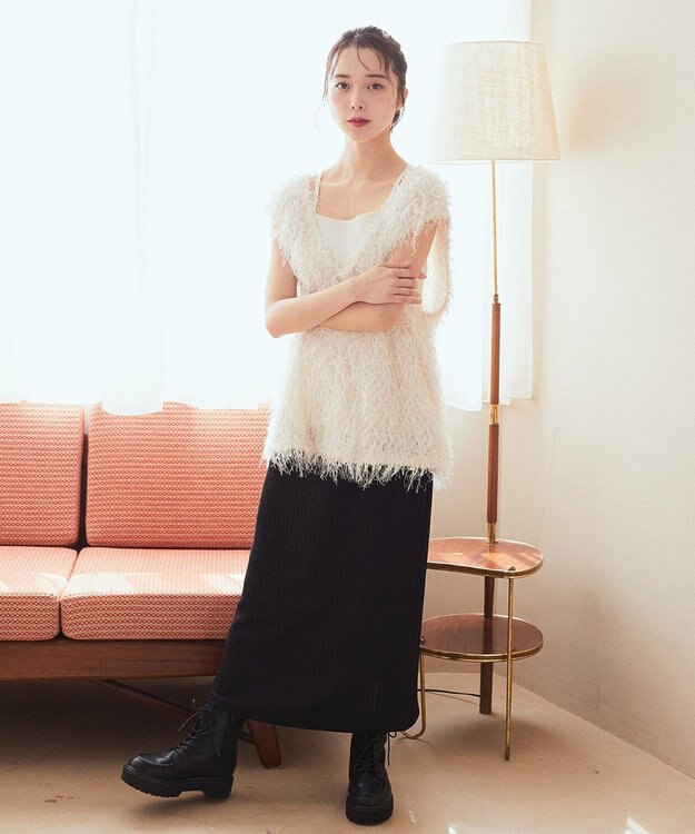 earth music&ecology 選べる丈カットナロースカート Black