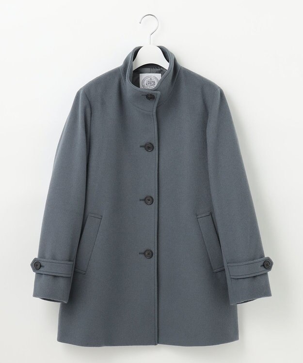 J.PRESS LADIES L ショートビーバー スタンドカラー コート ダルブルー系