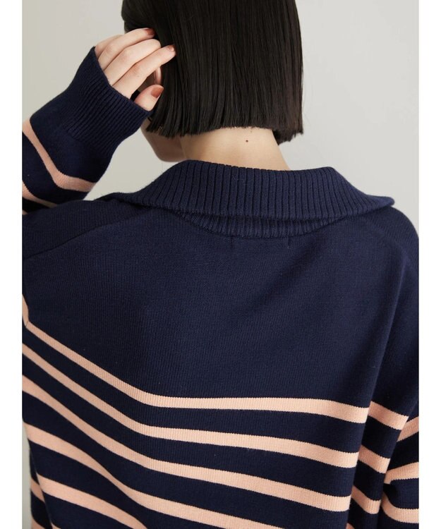 AMERICAN HOLIC バイパチ衿付きニットチュニック Navy