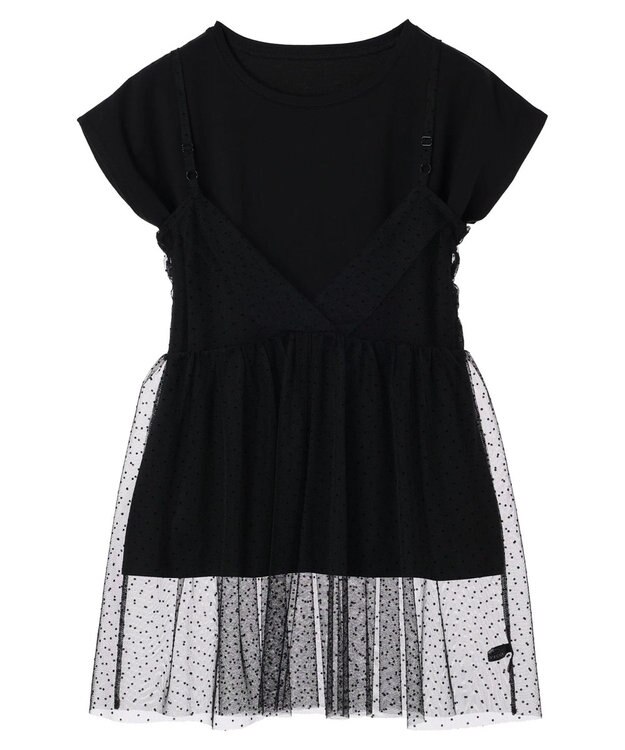 YECCA VECCA 【2点SET】マルチwayチュールオーバーキャミSET/Tee Black