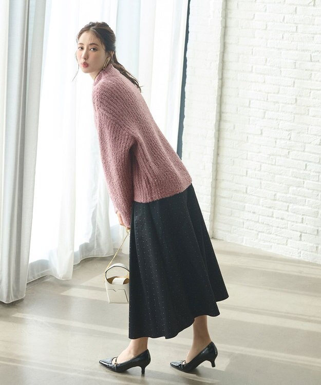 ANY SIS 【洗える】ブークレースパンコール ニット ピンク