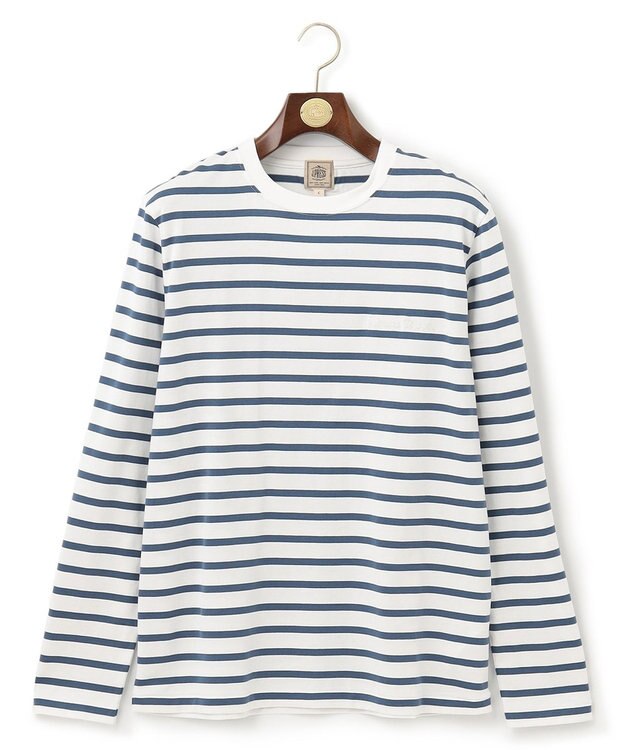 J.PRESS MEN 【J.PRESS USA】ボーダー刺繍ロングＴシャツ ネイビー系1