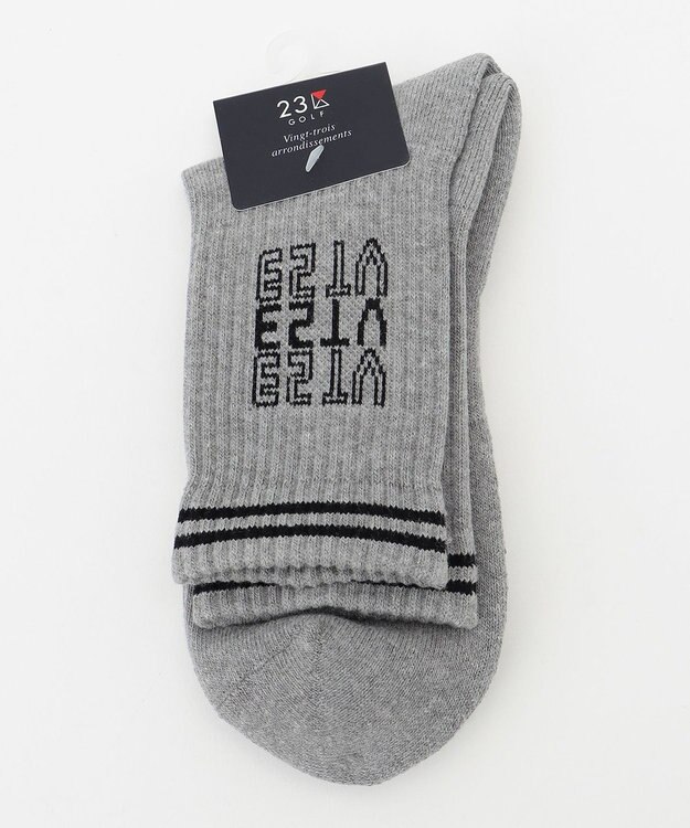 23区GOLF 【MEN】ロゴ レギュラーソックス ライトグレー系