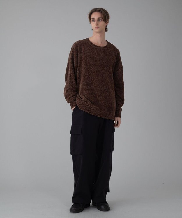 WEGO 【ユニセックス着用ITEM/MLサイズ展開】ベロアモールプルオーバー ブラウン