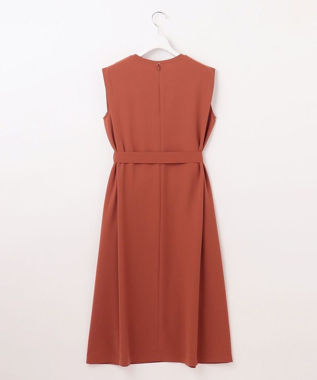 23区 L 【洗える】ストレッチジョーゼット ワンピース テラコッタ系