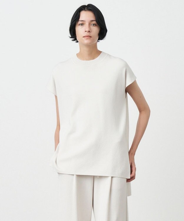 ATON 【23/SS】50/2 NATURAL DYE ORGANIC COTTON | モックネックタンクトップ WARM WHITE