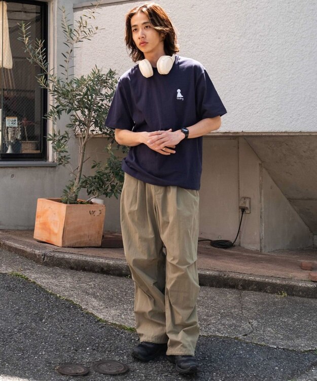 WEGO 【MLサイズ展開/綿100%】グラフィックワンポイントT（SS） ネイビー