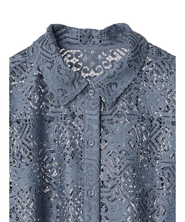 earth music&ecology レースショートシャツ Sax