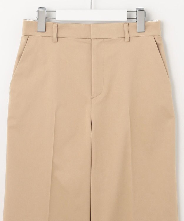 自由区 【接触冷感・洗える・XXSサイズあり】サテンストレッチクロップド丈 ワイドパンツ ベージュ系