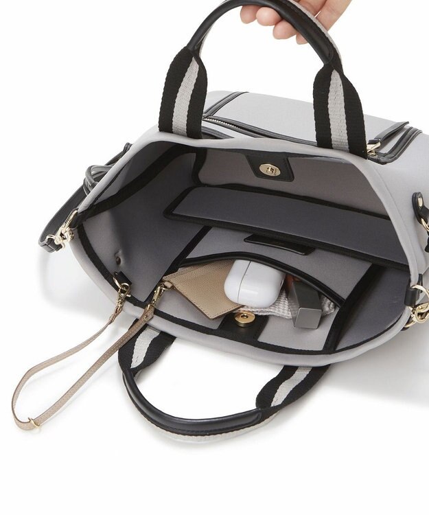 TOPKAPI 【新色追加】【TREASURE TOPKAPI】ネオプレン フロントポケット 2way ショルダー付き ミニトートバッグ グレー