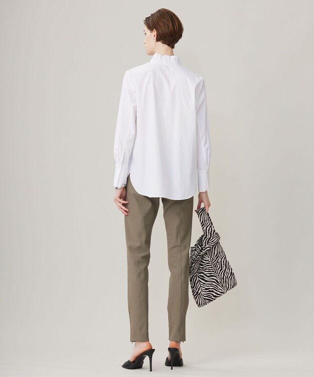 ICB 【洗える】コットンナイロンタイプライター デザインカラーブラウス オフホワイト系