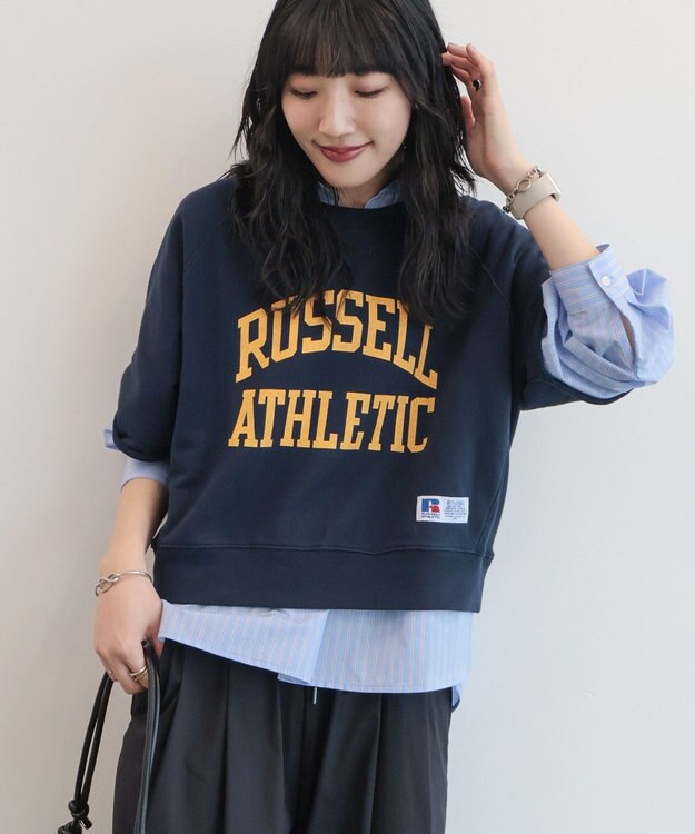 AMERICAN HOLIC 【RUSSELL】ロゴ半袖スウェット Navy