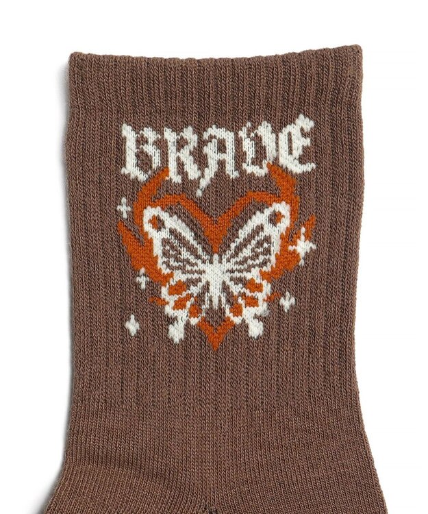 WEGO バタフライデザインソックス ブラウン