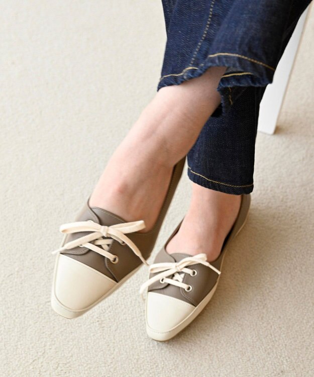 APOM 【CRAHUG限定】日本製 晴雨兼用フラットスニーカーパンプス15 グレージュコンビ