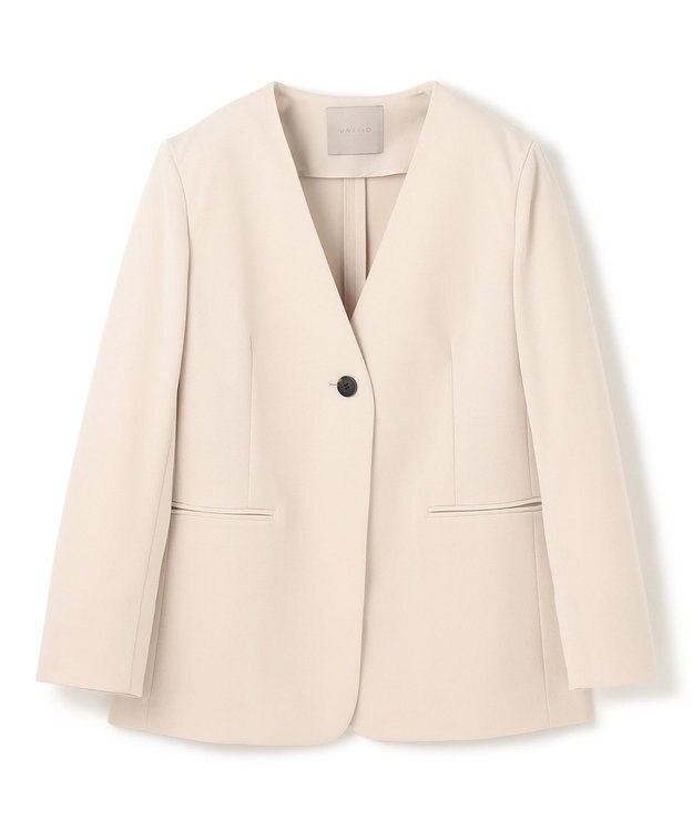 UNFILO BEAUTY MOVE ボタン付き ノーカラージャケット アイボリー