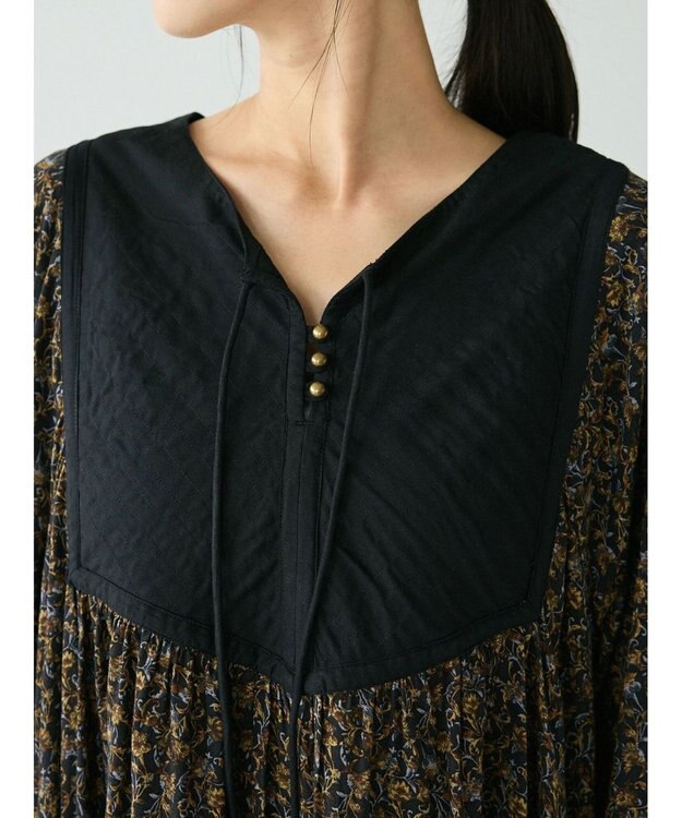 CRAFT STANDARD BOUTIQUE レーヨンキルト切替ワンピース Flower