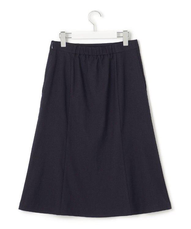 23区 L 【セットアップ対応/洗える】アイアスマットストレッチ セミフレア スカート ネイビー系