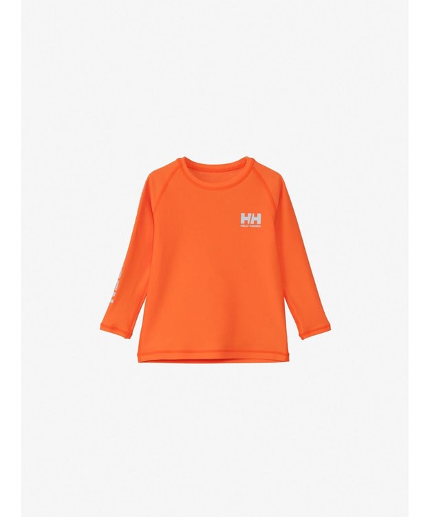 HELLY HANSEN 【キッズ・吸湿速乾・UVカット・耐海水・耐塩素・記名ラベル付】ロングスリーブフラッシュカラーラッシュガード フラッシュオレンジ