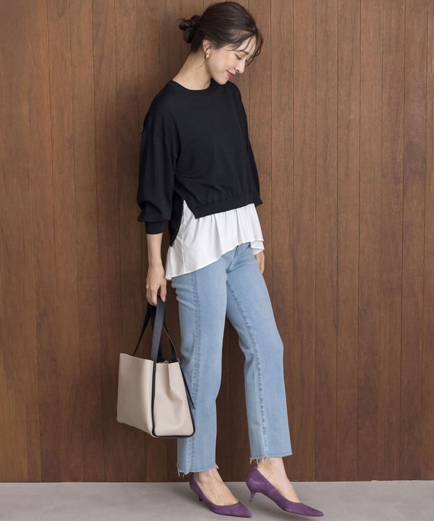 組曲 S ストレッチクリアドッキング ニットプルオーバー ブラック系