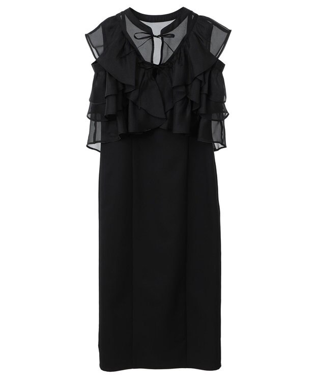 earth music&ecology SET2点フリルボレロ＋ナローワンピース ブラック