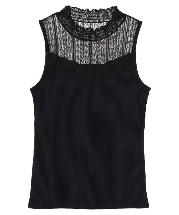 earth music&ecology レースドッキングタンクトップ Black