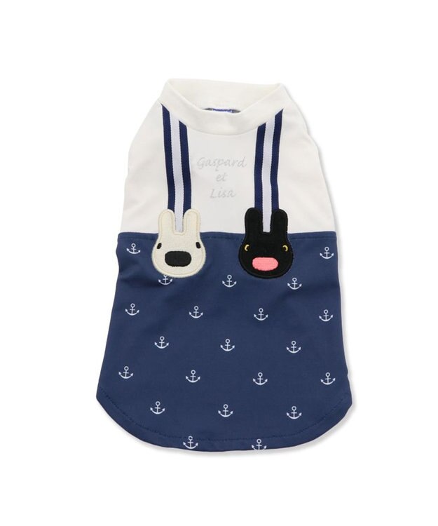 PET PARADISE 犬の服 春夏 ひんやり クール 接触冷感 虫除け リサとガスパール マリン柄 Tシャツ 【小型犬】 紺（ネイビー・インディゴ）
