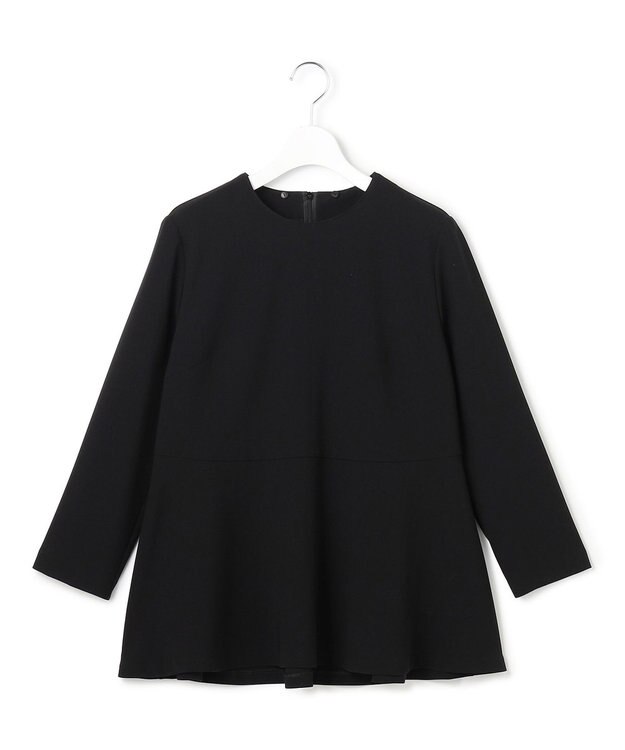 23区 L 【セットアップ対応/洗える】トリアセダブルジョーゼット 2WAYレース襟 ペプラムブラウス ブラック系