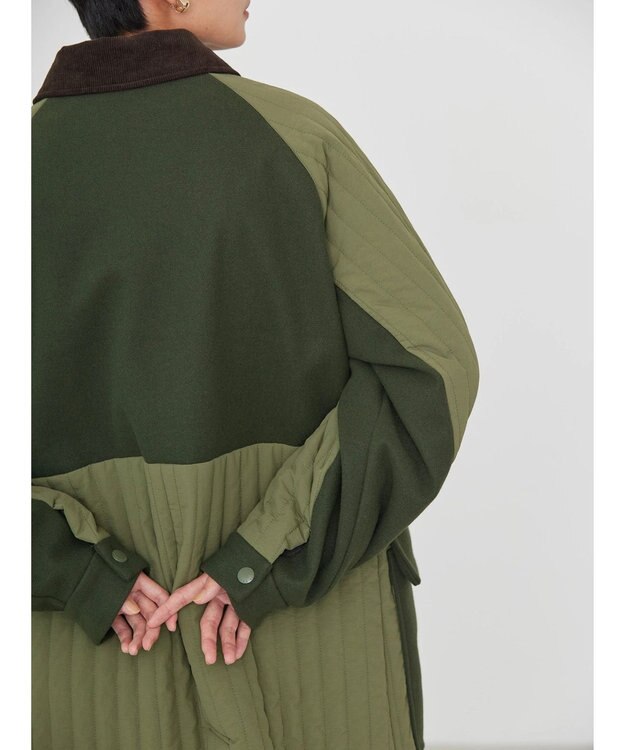 AMERICAN HOLIC キルポカ異素材Ｍｉｘロングコート Khaki