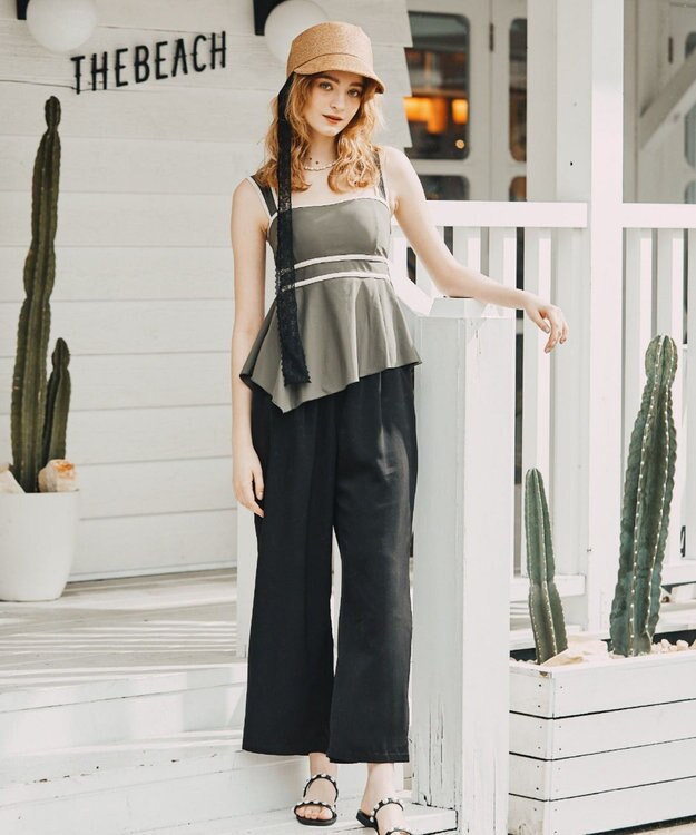 San-ai Resort（三愛水着楽園） 【SALE】【UPF50＋】　ロングパンツ　M【Coral veil（コーラルヴェール）】 ブラック