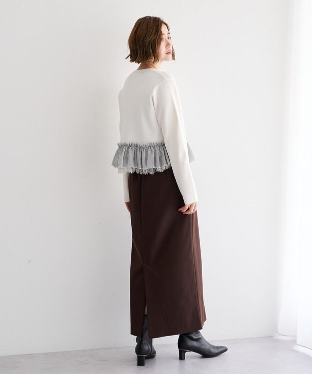 YECCA VECCA レースレイヤードラッフルカーディガン Off White