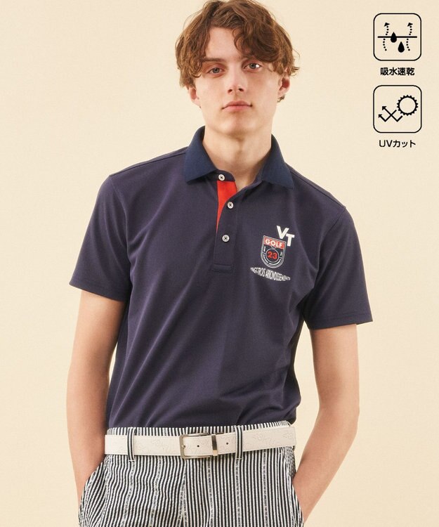 23区GOLF 【MEN】【吸水速乾/UVカット】エイトロックポロシャツ ネイビー系