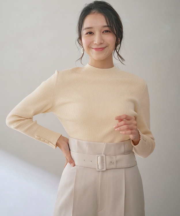 ANY SIS 【洗える】リブインナー ニット アイボリー