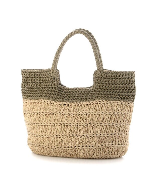 UNBILLION カシュカシュ cachecache / 切り替え柄編みミニトート カゴバッグ グリーン