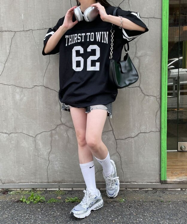 WEGO ナンバリングメッシュビッグT ブラック