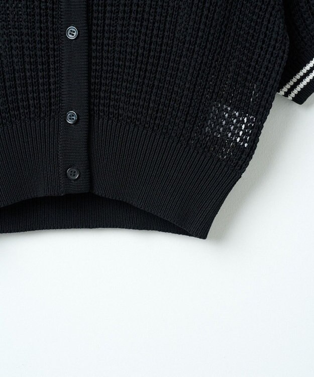 WEGO 襟付きメッシュニットショートカーデ ブラック