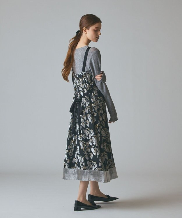 GRACE CONTINENTAL リボンオパールドレス ブラック