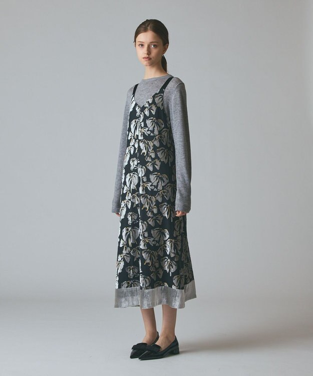 GRACE CONTINENTAL リボンオパールドレス ブラック