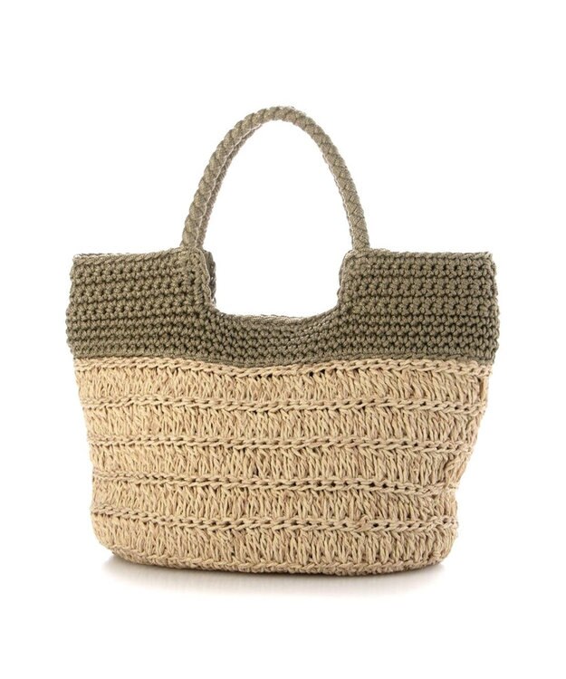 UNBILLION カシュカシュ cachecache / 切り替え柄編みミニトート カゴバッグ グリーン