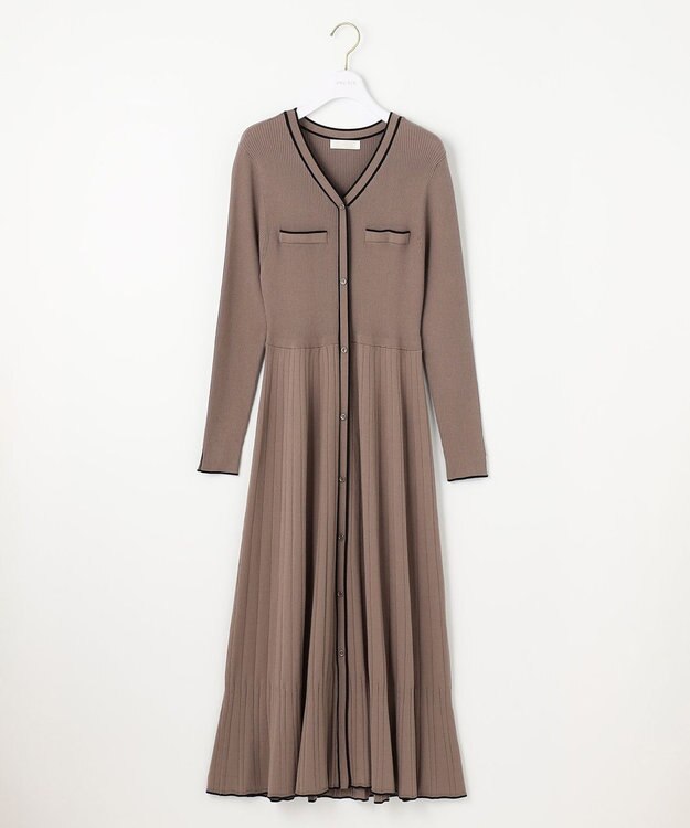 ANY SIS 【洗える】バイカラーデザインニット ワンピース モカ×ブラック