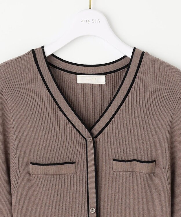 ANY SIS 【洗える】バイカラーデザインニット ワンピース モカ×ブラック