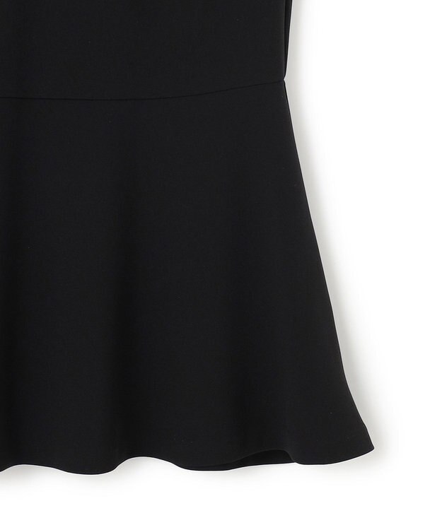 23区 L 【セットアップ対応/洗える】トリアセダブルジョーゼット 2WAYレース襟 ペプラムブラウス ブラック系