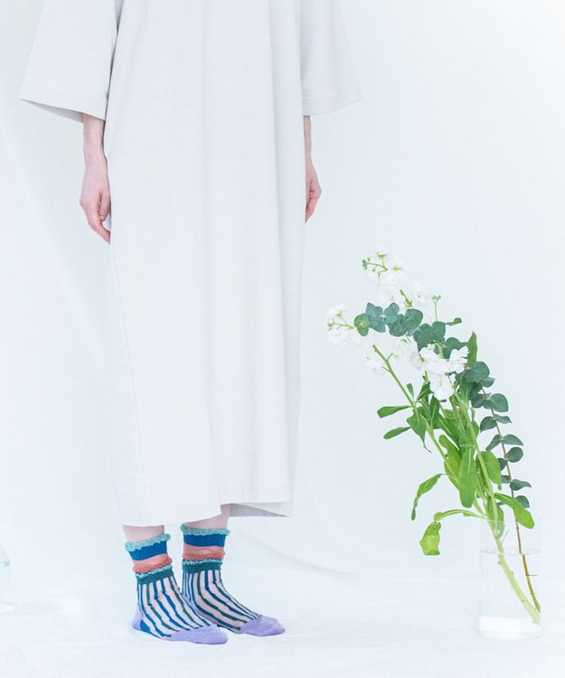 COQ サラサラ シアーストライプソックス ブルー