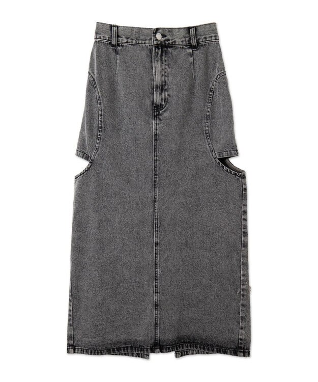 WEGO サークルカットレイヤードデニムロングスカート デニムブラックソノタ