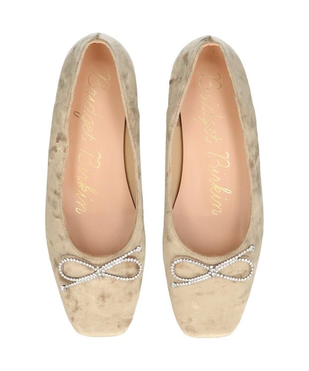 Bridget Birkin 【Bridget Birkin】ビジューリボンベロアパンプス ベージュ雑材